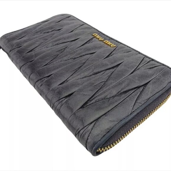miu miu long wallet Materasse Gray Gray Leather Authentic USED - Picture 4 of 10